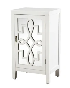 Cabinets & Sideboards-Kirkland's Home Mirrored 1-Door Cabinet With Overlay Pattern White
