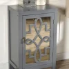 Cabinets & Sideboards-Kirkland's Home Mirrored 1-Door Cabinet With Overlay Pattern Gray