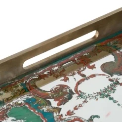 Decorative Trays-Kirkland's Home Mirrored Moroccan Pattern Tray With Gold Edges White/Gold/Multi
