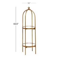 Bookshelves-Kirkland's Home Mirrored Two-Tier Cage Shelf Gold