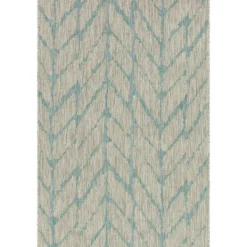 Outdoor Rugs-Kirkland's Home Mist And Aqua Chevron Outdoor Area Rug, 5X7 Gray/Blue