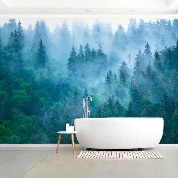 Wall Murals & Wall Decals-Kirkland's Home Misty Forest Peel And Stick Wall Mural Blue/Green