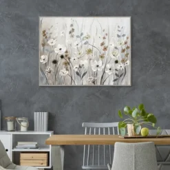 Framed Art-Kirkland's Home Misty Meadow Framed Canvas Art Print Gray/White