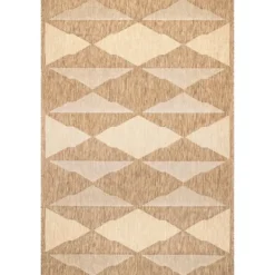 Outdoor Rugs-Kirkland's Home Mitchell Geo Diamonds Outdoor Rug, 8X10 Tan