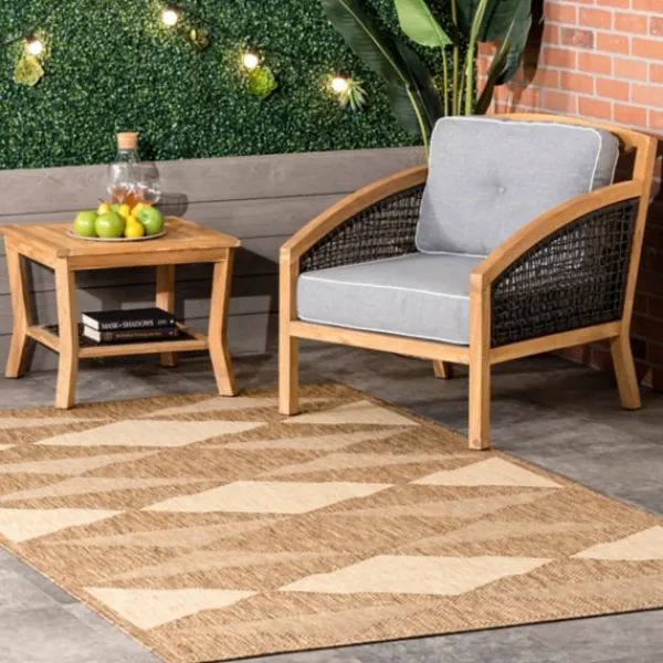 Outdoor Rugs-Kirkland's Home Mitchell Geo Diamonds Outdoor Rug, 8X10 Tan