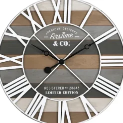Clocks-Kirkland's Home Mixed Planks And White Wooden Wall Clock