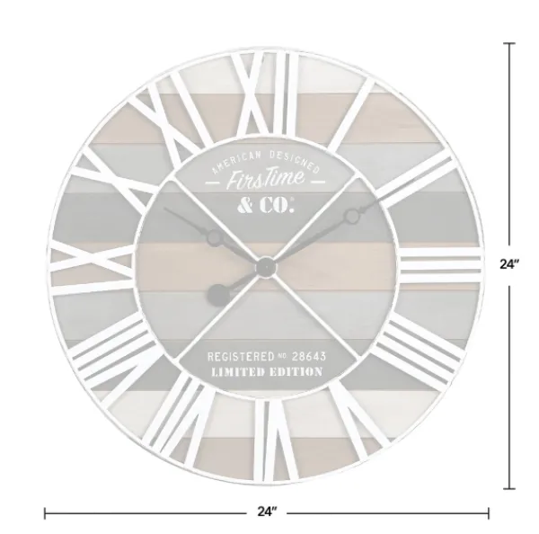 Clocks-Kirkland's Home Mixed Planks And White Wooden Wall Clock
