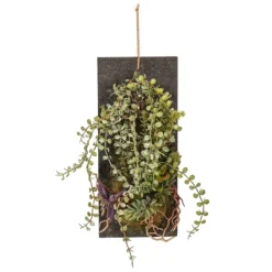 Arrangements & Greenery-Kirkland's Home Mixed Plants Wooden Wall Plaque Green