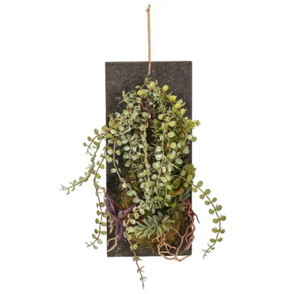 Arrangements & Greenery-Kirkland's Home Mixed Plants Wooden Wall Plaque Green