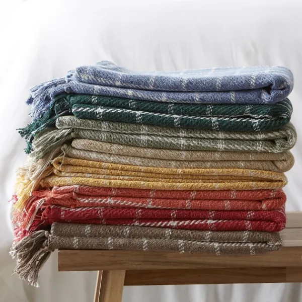 Blankets & Throws-Kirkland's Home Mocha Plaid Fringed Throw Brown