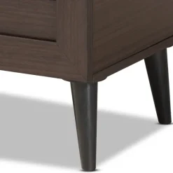 Entryway Furniture-Kirkland's Home Mocha Tall Slatted Shoe Storage Cabinet Brown