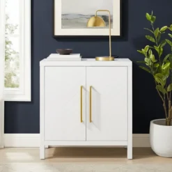 Cabinets & Sideboards-Kirkland's Home Mod Herringbone Cabinet White