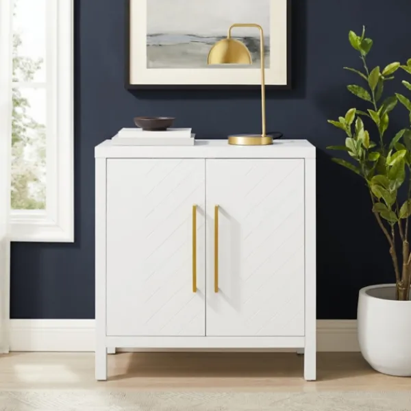 Cabinets & Sideboards-Kirkland's Home Mod Herringbone Cabinet White
