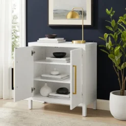 Cabinets & Sideboards-Kirkland's Home Mod Herringbone Cabinet White