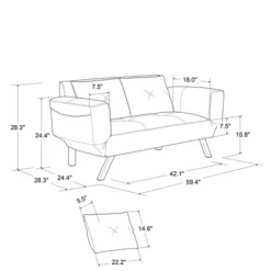 Sofas & Loveseats-Kirkland's Home Mod Wing Arm Convertible Sofa Black