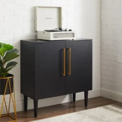 Cabinets & Sideboards-Kirkland's Home Modern Black And Gold Cabinet