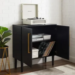 Cabinets & Sideboards-Kirkland's Home Modern Black And Gold Cabinet