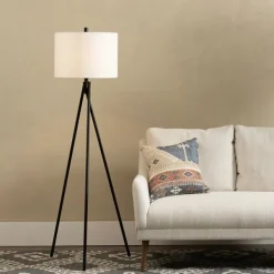 Floor Lamps-Kirkland's Home Modern Black Tripod Floor Lamp White