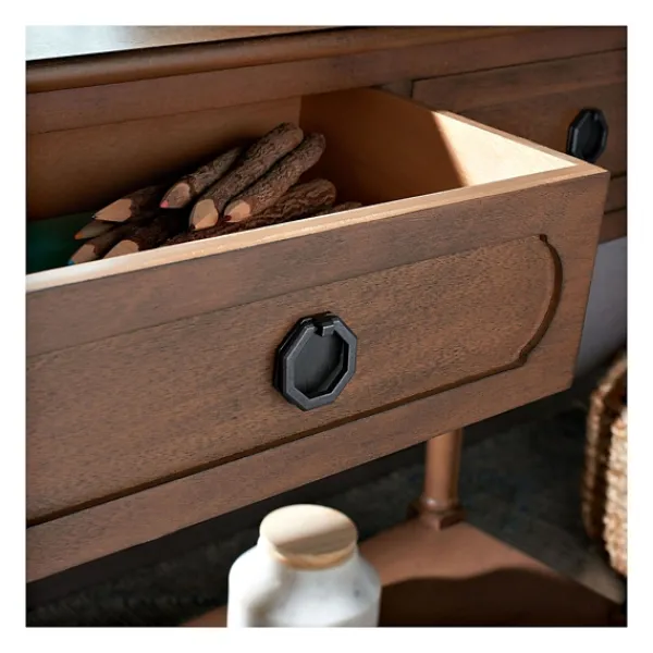 Console Tables-Kirkland's Home Modern Carved Accent Console Table Brown