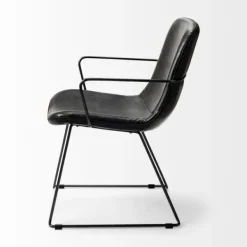 Dining Chairs-Kirkland's Home Modern Leather Wire Frame Dining Chair Black