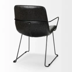 Dining Chairs-Kirkland's Home Modern Leather Wire Frame Dining Chair Black
