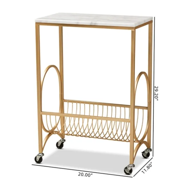 Kitchen Islands & Bar Carts-Kirkland's Home Modern Marble Deco Bar Cart