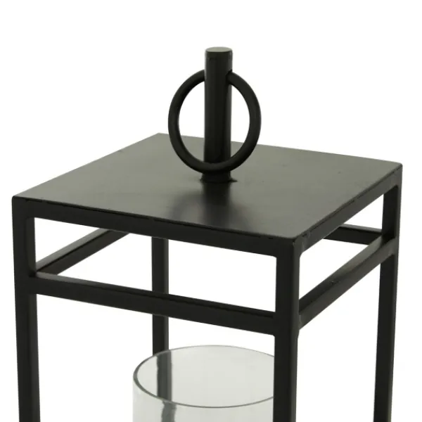 Lanterns-Kirkland's Home Modern Vintage Iron Framed Lantern, 18 In. Black