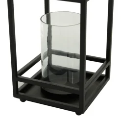Lanterns-Kirkland's Home Modern Vintage Iron Framed Lantern, 18 In. Black