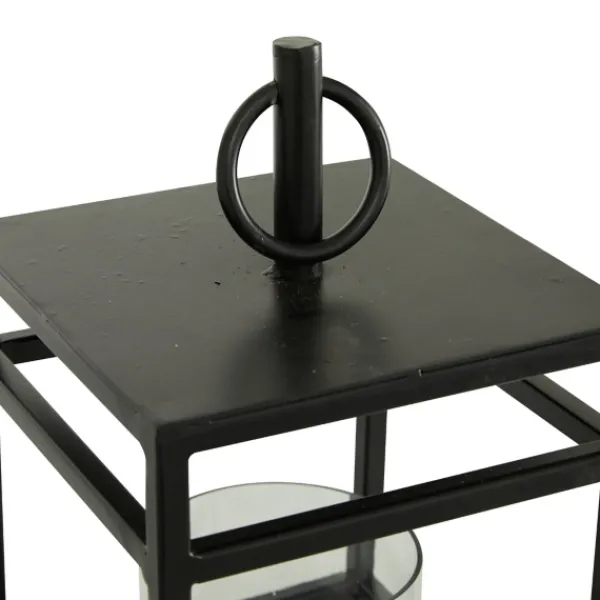 Lanterns-Kirkland's Home Modern Vintage Iron Framed Lantern, 15 In. Black