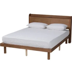 Beds & Headboards-Kirkland's Home Modern Wood Queen Platform Bed Brown