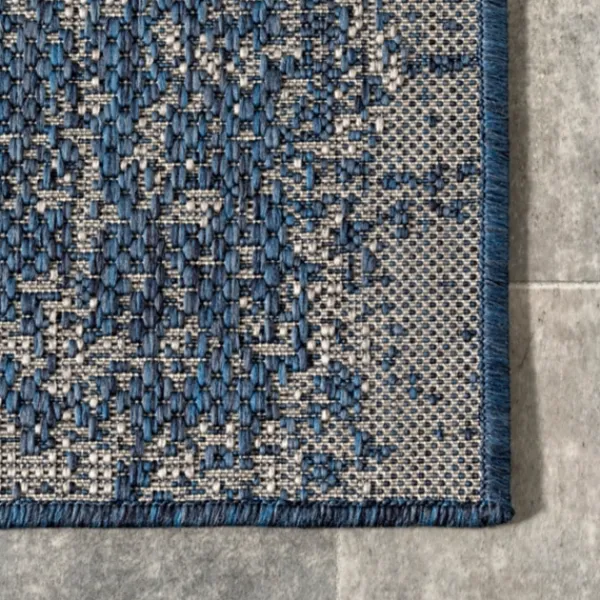 Outdoor Rugs-Kirkland's Home Molly Blue Mottled Abstract Outdoor Rug, 8X10 Blue/Gray