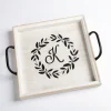 Decorative Trays-Kirkland's Home Monogram K Wood Tray With Handles White