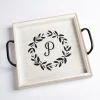 Decorative Trays-Kirkland's Home Monogram P Wood Tray With Handles White