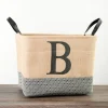 Baskets & Boxes-Kirkland's Home Monogrammed B Black Diamond Jute Storage Bin Tan/Black
