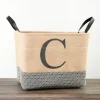 Baskets & Boxes-Kirkland's Home Monogrammed C Black Diamond Jute Storage Bin Tan/Black