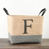 Baskets & Boxes-Kirkland's Home Monogrammed F Black Diamond Jute Storage Bin Tan/Black