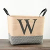 Baskets & Boxes-Kirkland's Home Monogrammed W Black Diamond Jute Storage Bin Tan/Black