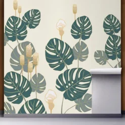 Wall Murals & Wall Decals-Kirkland's Home Monstera On Early Dawn Peel And Stick Wall Mural Green/Yellow