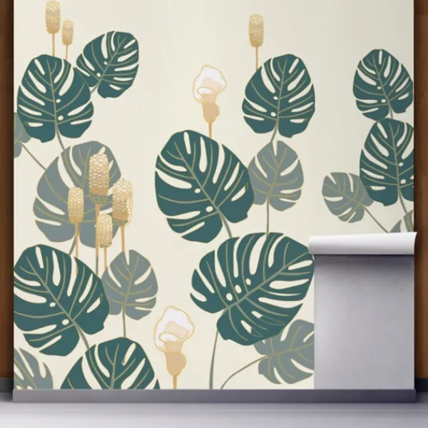 Wall Murals & Wall Decals-Kirkland's Home Monstera On Early Dawn Peel And Stick Wall Mural Green/Yellow