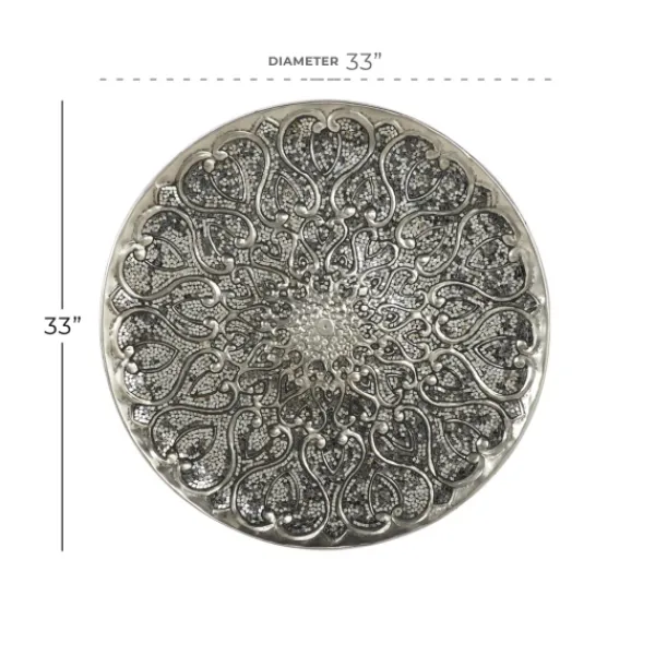 Wall Plaques-Kirkland's Home Mosaic Round Metal Wall Plaque Silver