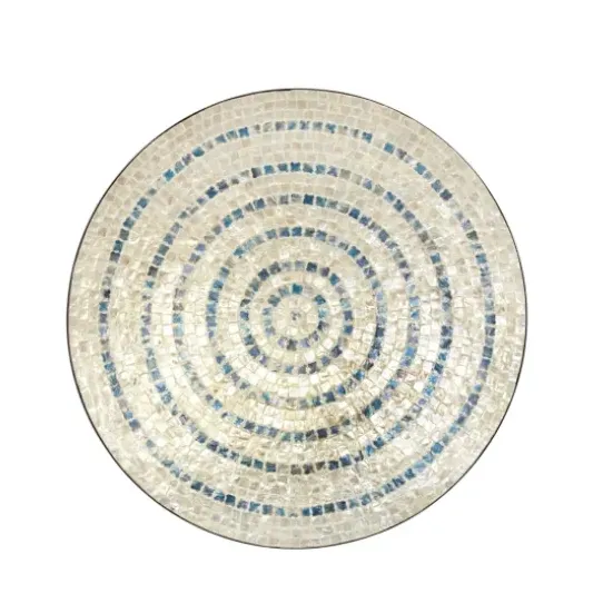 Wall Plaques-Kirkland's Home Mother Of Pearl Coastal Gong Wall Decoration Tan/Blue