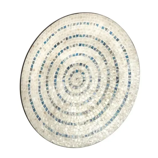 Wall Plaques-Kirkland's Home Mother Of Pearl Coastal Gong Wall Decoration Tan/Blue