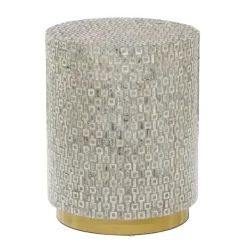 Accent & End Tables-Kirkland's Home Mother Of Pearl Sells Wood Base Accent Table Gray