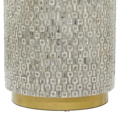 Accent & End Tables-Kirkland's Home Mother Of Pearl Sells Wood Base Accent Table Gray