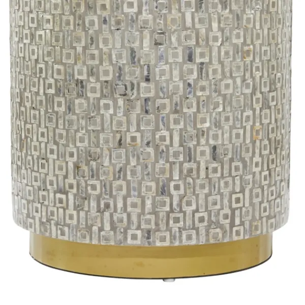 Accent & End Tables-Kirkland's Home Mother Of Pearl Sells Wood Base Accent Table Gray