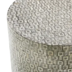 Accent & End Tables-Kirkland's Home Mother Of Pearl Sells Wood Base Accent Table Gray