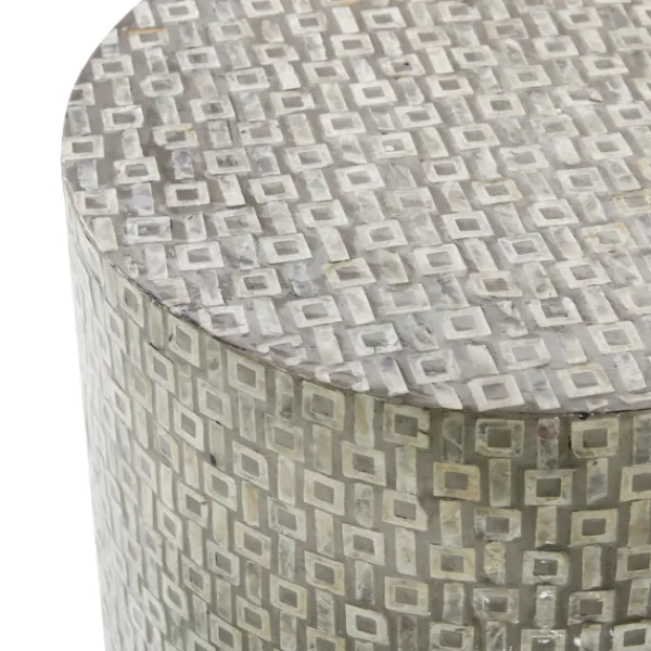 Accent & End Tables-Kirkland's Home Mother Of Pearl Sells Wood Base Accent Table Gray