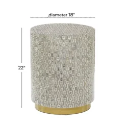 Accent & End Tables-Kirkland's Home Mother Of Pearl Sells Wood Base Accent Table Gray