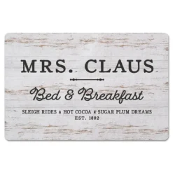 Kitchen & Floor Mats-Kirkland's Home Mrs. Claus Bed & Breakfast Christmas Floor Mat Tan/Black
