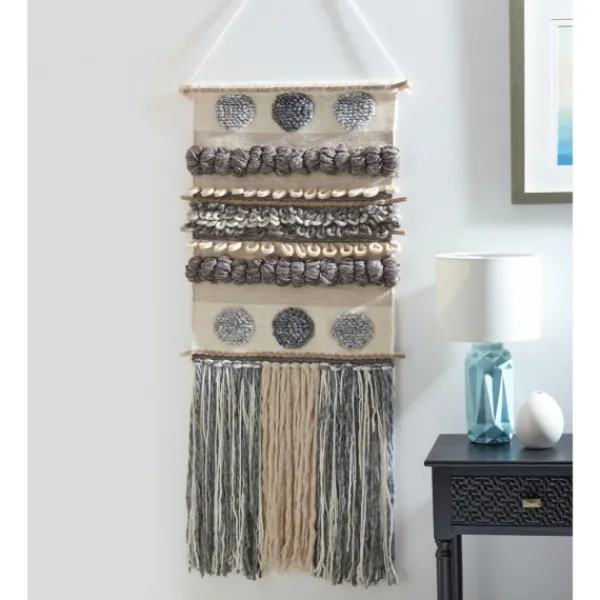 Wall Plaques-Kirkland's Home Multicolor Abstract Pom Pom Woven Wall Hanging Blue